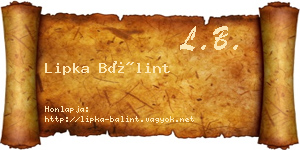 Lipka Bálint névjegykártya